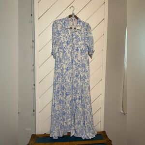 Lilly Pulitzer White and Blue Floral Maxi Dress